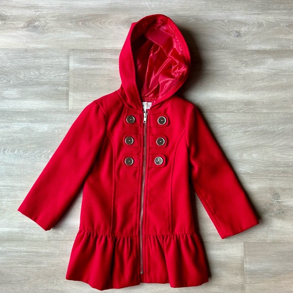 Beautiful red coat with hood - Picture 1 of 6